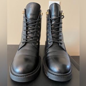 Coach Lorimer Black Leather Combat Boots